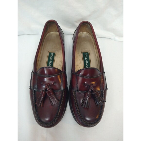 COLE HAAN Size 8 Pinch Tassel Leather Loafers C9 3507 in Deep Burgundy - Picture 1 of 14